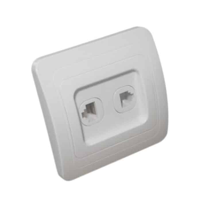 Priză Telefon + Internet RJ45 (UTP) Spin, IP20, Montaj Încastrat, Alb - imagine 2