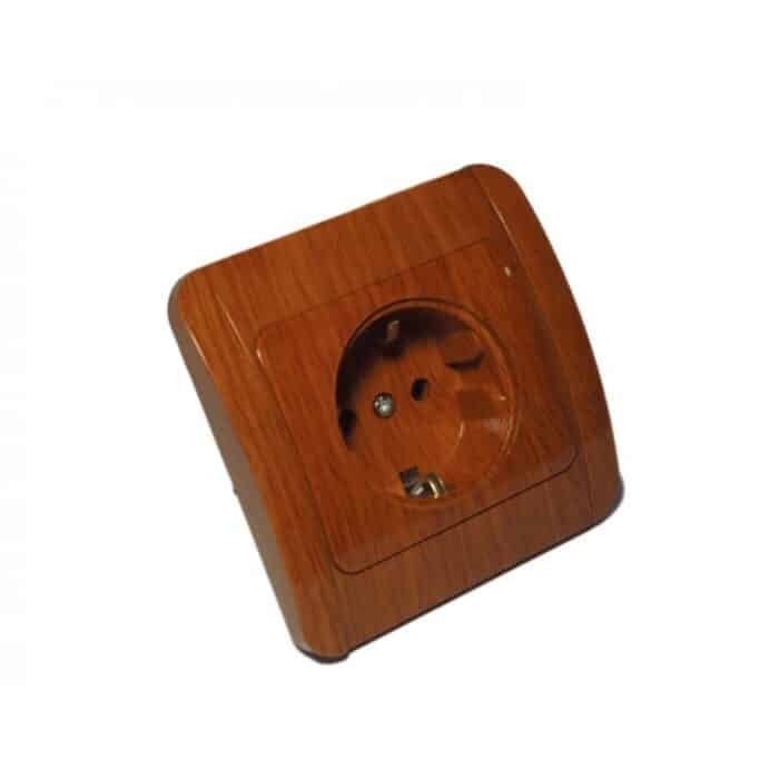 Priză Simplă cu Contact de Protecție, Mahon, 250V, 16A, IP20, Montaj Încastrat - imagine 2