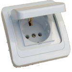Priză Simplă cu Capac și Contact de Protecție, IP22, 250V, 16A, Montaj Încastrat - imagine 2
