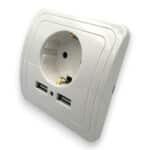 Priză Simplă cu 2 Porturi USB-A Integrate, 16A, 230V, Încărcare USB 10W - imagine 2