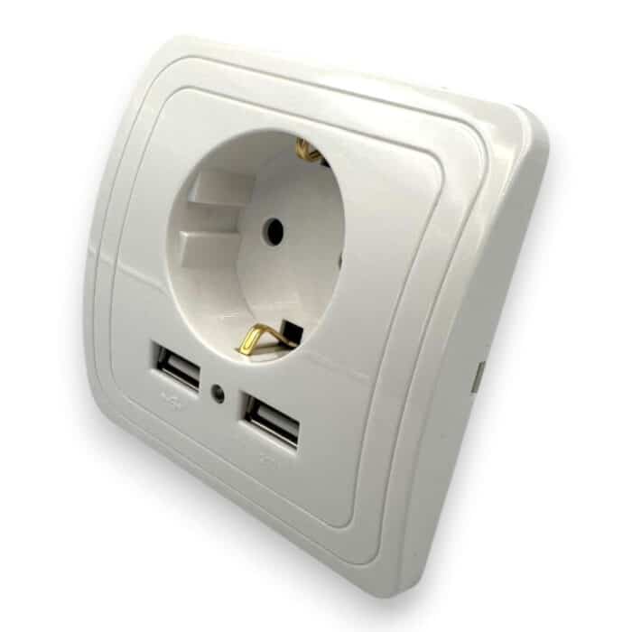 Priză Simplă cu 2 Porturi USB-A Integrate, 16A, 230V, Încărcare USB 10W - imagine 2
