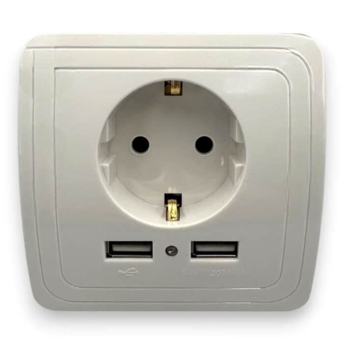 Priză Simplă cu 2 Porturi USB-A Integrate, 16A, 230V, Încărcare USB 10W - imagine 3