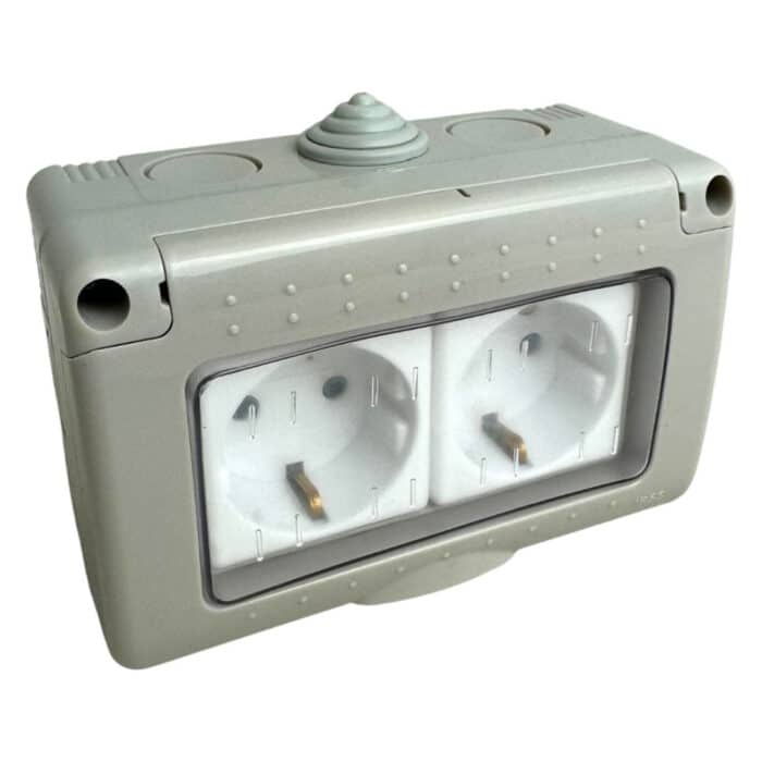 Priză Modulară Dublă cu Capac, Tip Antigron, IP55, 16A, Montaj Aparent (PT) - imagine 3