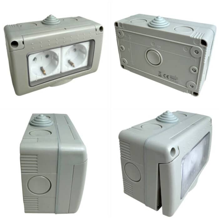 Priză Modulară Dublă cu Capac, Tip Antigron, IP55, 16A, Montaj Aparent (PT) - imagine 4