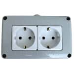 Priză Dublă AG fără Capac, IP20, 16A, 250V, Montaj Aparent (PT) - imagine 2