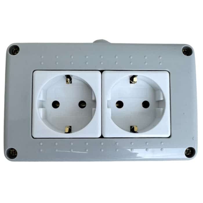Priză Dublă AG fără Capac, IP20, 16A, 250V, Montaj Aparent (PT) - imagine 2