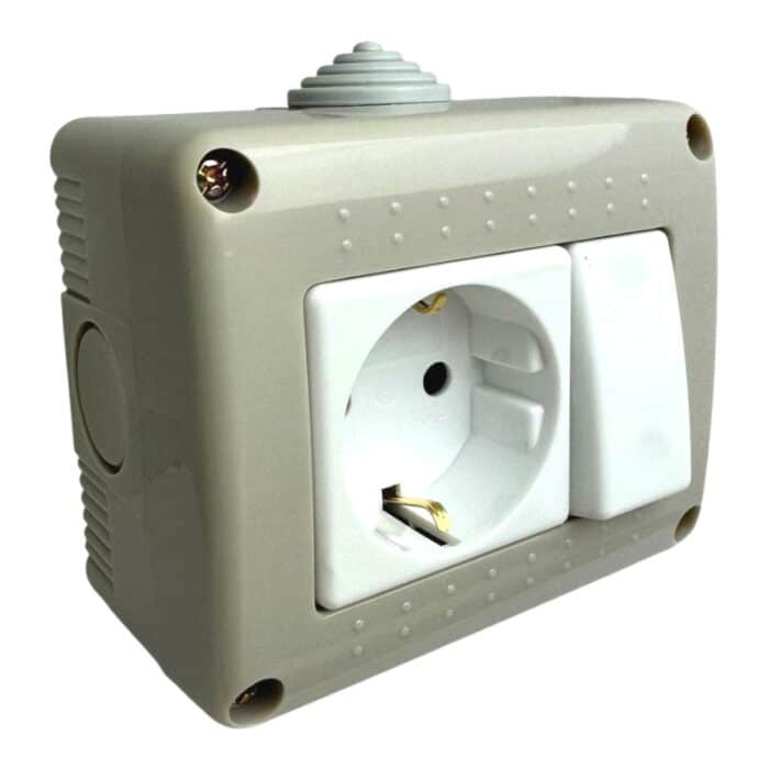 Modul Întrerupător + Priză AG fără Capac, IP20, 250V, 10A, Montaj Aparent (PT) - imagine 2