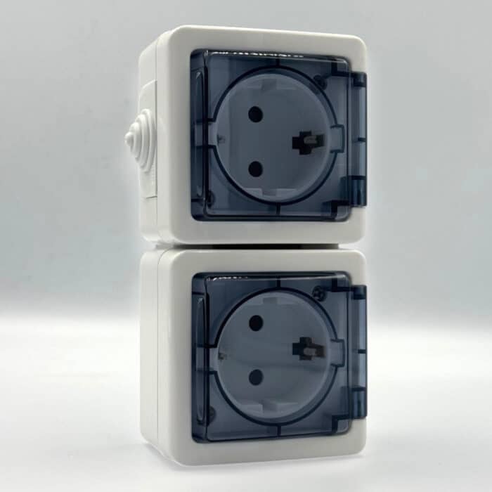 Priză AG Dublă Spin Top cu Capac, IP54, 220–250V, 16A, Montaj Aparent (PT) - imagine 2