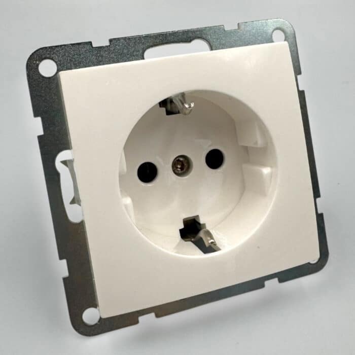 Priză Simplă 2P+E Spin Top, Albă, cu Contact de Protecție - imagine 2