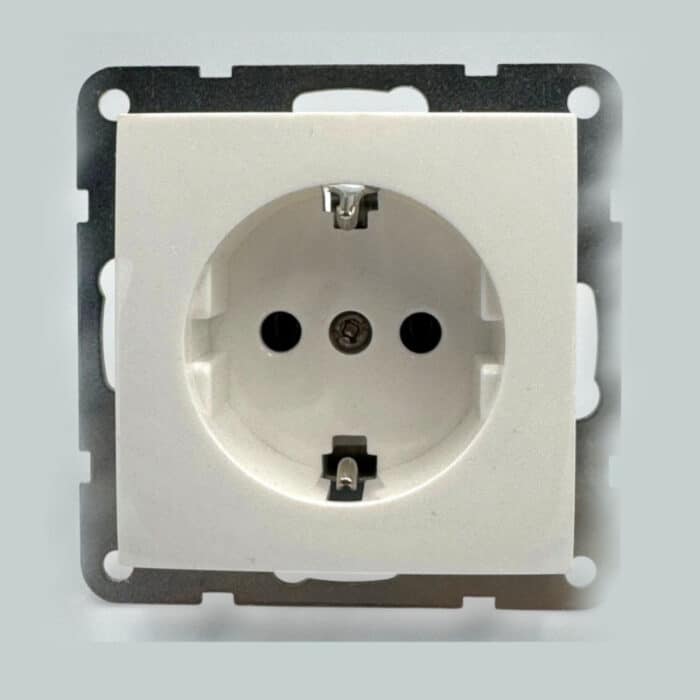 Priză Simplă 2P+E Spin Top, Albă, cu Contact de Protecție - imagine 3