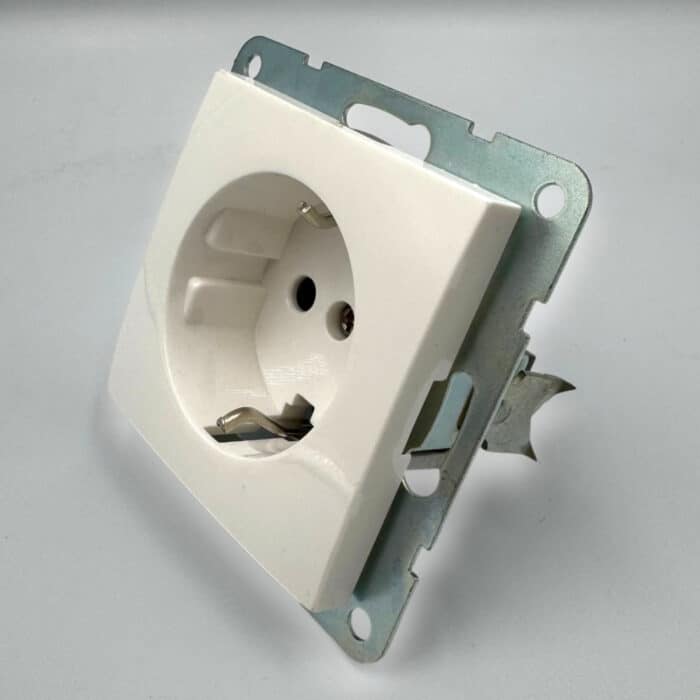 Priză Simplă 2P+E Spin Top, Albă, cu Contact de Protecție - imagine 4