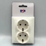 Priză Dublă 2P+E Spin Top, Albă, cu Contact de Protecție - imagine 10