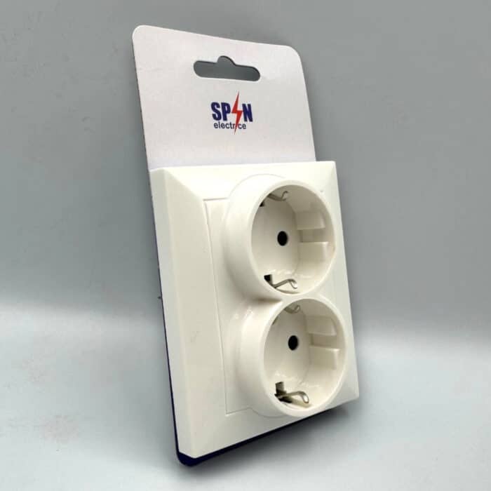 Priză Dublă 2P+E Spin Top, Albă, cu Contact de Protecție - imagine 9