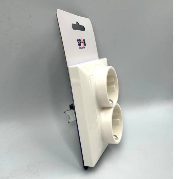 Priză Dublă 2P+E Spin Top, Albă, cu Contact de Protecție - imagine 8