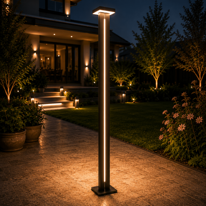 Stâlp de Iluminat LED Exterior 18W, 3000K, 1800lm, IP65, Inaltime 180 cm – Iluminat Grădină Modern - imagine 4