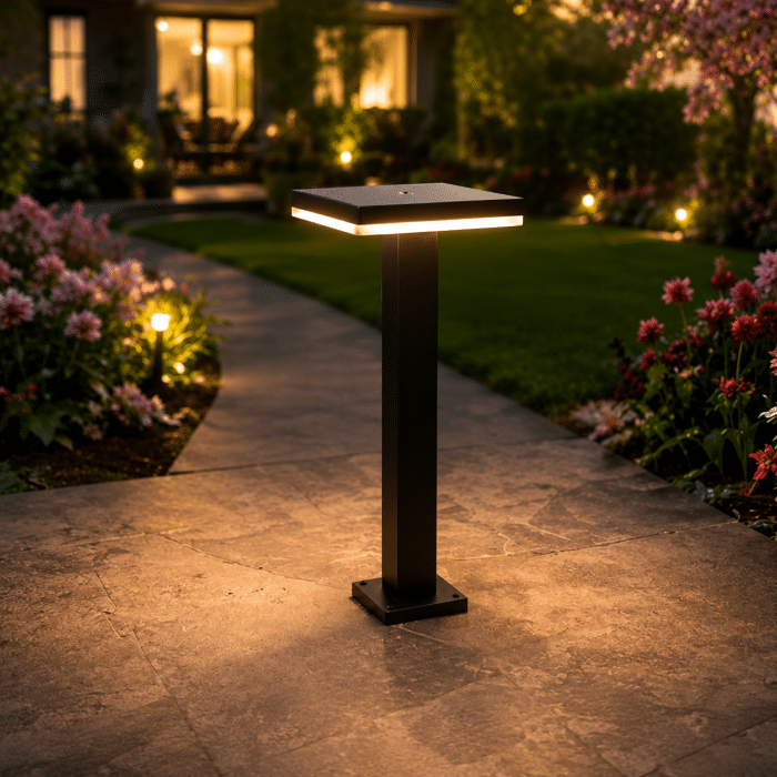 Stâlp de Iluminat Pătrat LED Exterior 15W, 3000K, 1350lm, IP65, 60cm – Iluminat Grădină Modern - imagine 4
