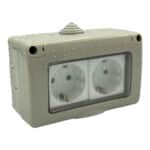 Priză Modulară Dublă cu Capac, Tip Antigron, IP55, 16A, Montaj Aparent (PT) - imagine 2