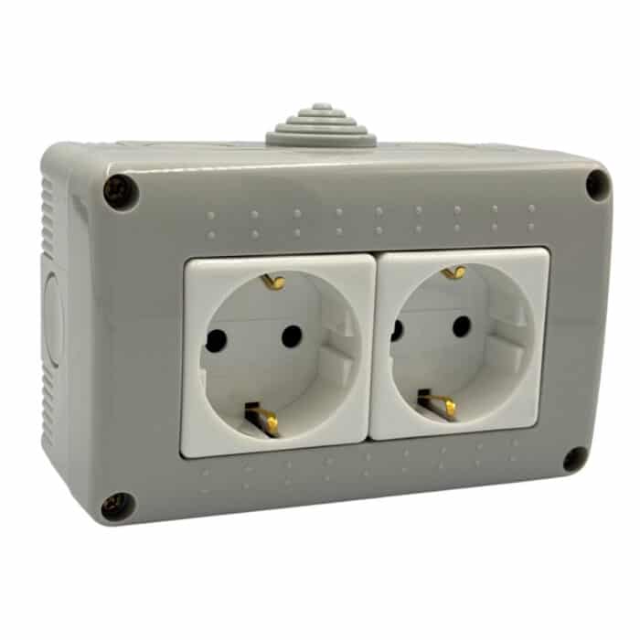 Priză Dublă AG fără Capac, IP20, 16A, 250V, Montaj Aparent (PT) - imagine 3