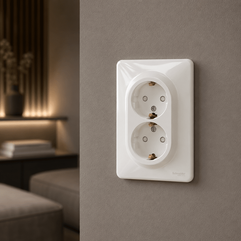 11zon_resized (1) Priză Dublă cu Împământare Schneider Sedna Design SDD311221, 16A, Alb - imagine 1