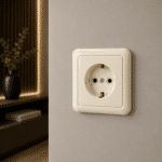 Priză Ceramică cu Contact de Protecție Stand 45785, RE1761, Montaj Încastrat