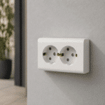 Priză Dublă ELCO cu Contact de Protecție, Ceramică, 16A, 250V, IP20, Montaj Aparent