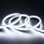Bandă LED COB 6500K Lumină Rece, 220V, IP65, 240 LED/m, 9W/m, 10 mm – Se Vinde la Metru