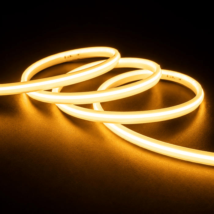 Bandă LED Lumină Caldă COB Flexibilă 220V, IP65, 240 LED/m, 9W/m, Lățime 10 mm – Se Vinde la Metru - imagine 2