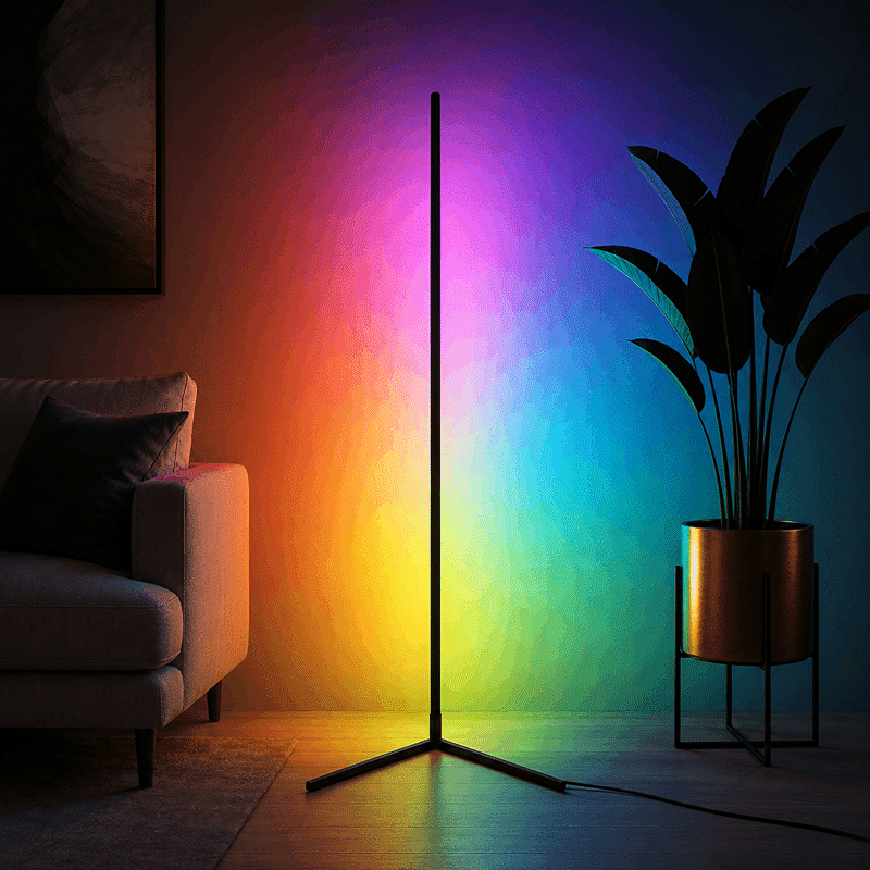 Lampadar LED RGB 17W, 148 cm, Jocuri de Lumini, Sincronizare cu Muzica și Vocea, Telecomandă, Lumină Ambientală, Negru Lampadar LED RGB 17W, 148 cm, Jocuri de Lumini, Sincronizare cu Muzica și Vocea, Telecomandă, Lumină Ambientală, Negru - imagine 1