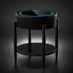 Măsuță Rotundă Smart QMS-7 Neagră cu Boxă Bluetooth 65W, Subwoofer, Încărcare Wireless, USB-C, TWS și LED RGB - imagine 6