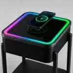 Măsuță Smart QMS-8 Neagră cu Boxă Bluetooth 65W, Subwoofer, Încărcare Wireless, USB-C, TWS și LED RGB - imagine 5