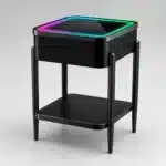 Măsuță Smart QMS-8 Neagră cu Boxă Bluetooth 65W, Subwoofer, Încărcare Wireless, USB-C, TWS și LED RGB - imagine 9