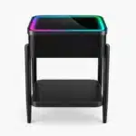 Măsuță Smart QMS-8 Neagră cu Boxă Bluetooth 65W, Subwoofer, Încărcare Wireless, USB-C, TWS și LED RGB - imagine 8