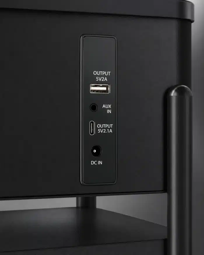 Măsuță Smart QMS-8 Neagră cu Boxă Bluetooth 65W, Subwoofer, Încărcare Wireless, USB-C, TWS și LED RGB - imagine 4