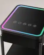 Măsuță Smart QMS-8 Neagră cu Boxă Bluetooth 65W, Subwoofer, Încărcare Wireless, USB-C, TWS și LED RGB - imagine 3