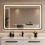 Oglindă LED 100×80 cm cu Ramă Neagră, Shark Design, Iluminare Față + Spate, Dezaburire, Touch, 3 Tipuri de Lumină, IP65 - imagine 2