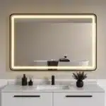 Oglindă LED 100×80 cm cu Ramă Neagră, Shark Design, Iluminare Față + Spate, Dezaburire, Touch, 3 Tipuri de Lumină, IP65 - imagine 4