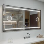 Oglindă LED 120×80 cm cu Ramă Neagră, 2 Lupe Cosmetice Iluminate LED, Iluminare Spate, Dezaburire, Touch, 3 Tipuri de Lumină, IP65 - imagine 6