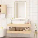 Oglindă LED 50×80 cm cu Ramă Auriu Periat, Shark Design, Iluminare Față + Spate, Dezaburire, Touch, 3 Tipuri de Lumină, IP65 - imagine 6