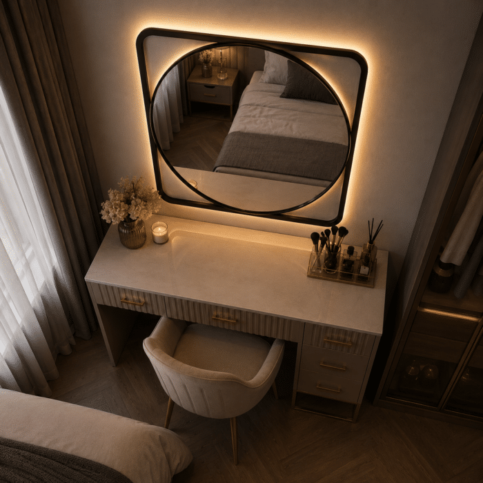 Oglindă LED 70×70 cm cu Ramă Neagra, Shark Design, Iluminare Spate, Dezaburire, Touch, 3 Tipuri de Lumină, IP65 - imagine 2