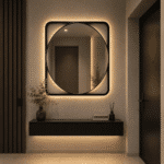 Oglindă LED 70×70 cm cu Ramă Neagra, Shark Design, Iluminare Spate, Dezaburire, Touch, 3 Tipuri de Lumină, IP65 - imagine 5