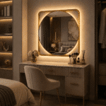 Oglindă LED 70×70 cm cu Ramă Aurie, Shark Design, Iluminare Spate, Dezaburire, Touch, 3 Tipuri de Lumină, IP65 - imagine 3