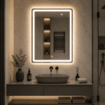 Oglindă LED Dreptunghiulară Shark Design 60×80 cm, Dezaburire, Touch, 3 Tipuri de Lumină - imagine 3