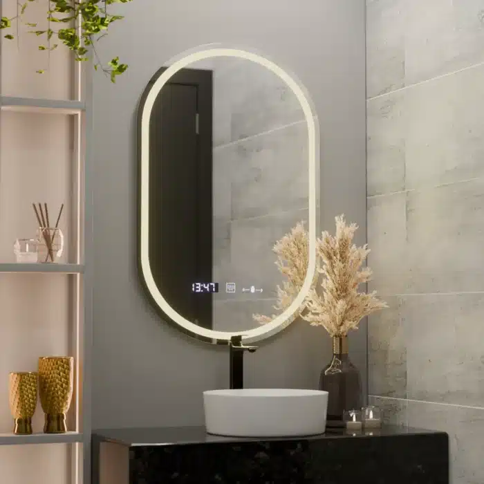 Oglinda LED Ovala, 50x80cm, Eminence MotionGlow Marcello, Sistem Dezaburire, Ceas & Termometru, Dimabila - imagine 2