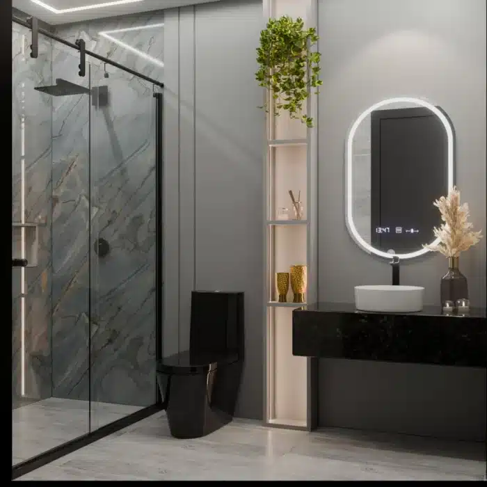 Oglinda LED Ovala, 50x80cm, Eminence MotionGlow Marcello, Sistem Dezaburire, Ceas & Termometru, Dimabila - imagine 6