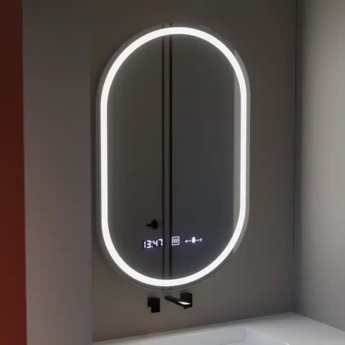 Oglinda LED Ovala, 50x80cm, Eminence MotionGlow Marcello, Sistem Dezaburire, Ceas & Termometru, Dimabila - imagine 5