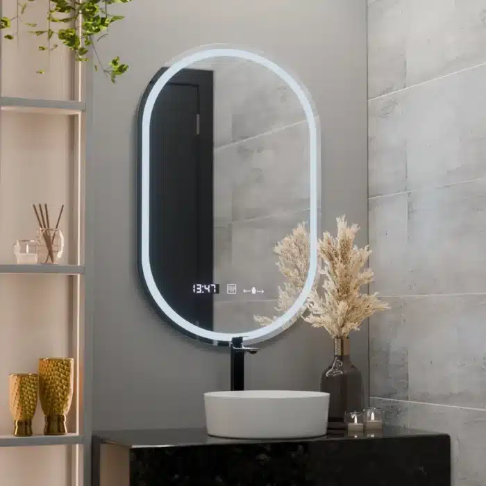 Oglinda LED Ovala, 50x80cm, Eminence MotionGlow Marcello, Sistem Dezaburire, Ceas & Termometru, Dimabila - imagine 3
