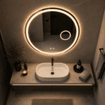 Oglindă LED Rotundă 80×80 cm, cu Lupa Cosmetica Model Shark Design, Dezaburire, 3 Tipuri de Lumină, Touch, IP65 - imagine 2