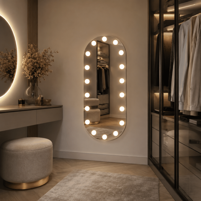 Oglindă cu LED Integrat 60×100 cm, Decorativă pentru Make-up, 3 Tipuri de Lumină, Calda, Rece, Neutra, cu Touch - imagine 4