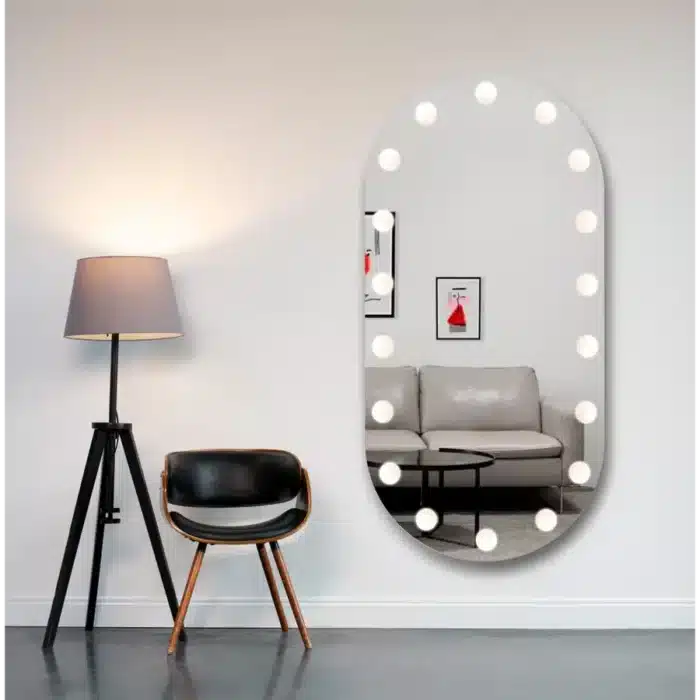 Oglindă cu LED Integrat 60×100 cm, Decorativă pentru Make-up, 3 Tipuri de Lumină, Calda, Rece, Neutra, cu Touch - imagine 8
