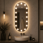 Oglindă cu LED Integrat 60×100 cm, Decorativă pentru Make-up, 3 Tipuri de Lumină, Calda, Rece, Neutra, cu Touch
